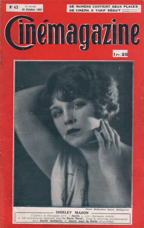 CINEMAGAZINE magazine side cover Issue 43 24 October 1924