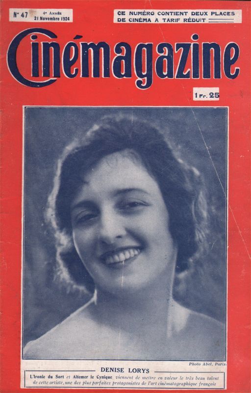 CINEMAGAZINE magazine side cover Issue 47 21 November 1924