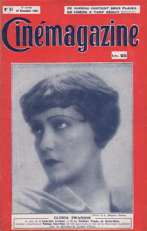 CINEMAGAZINE magazine side cover Issue 51 19 December 1924