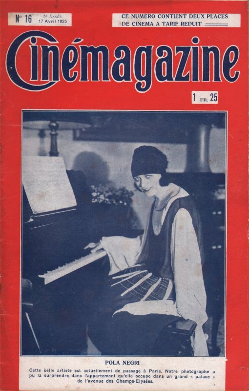 CINEMAGAZINE magazine side cover Issue 16 17 April 1925