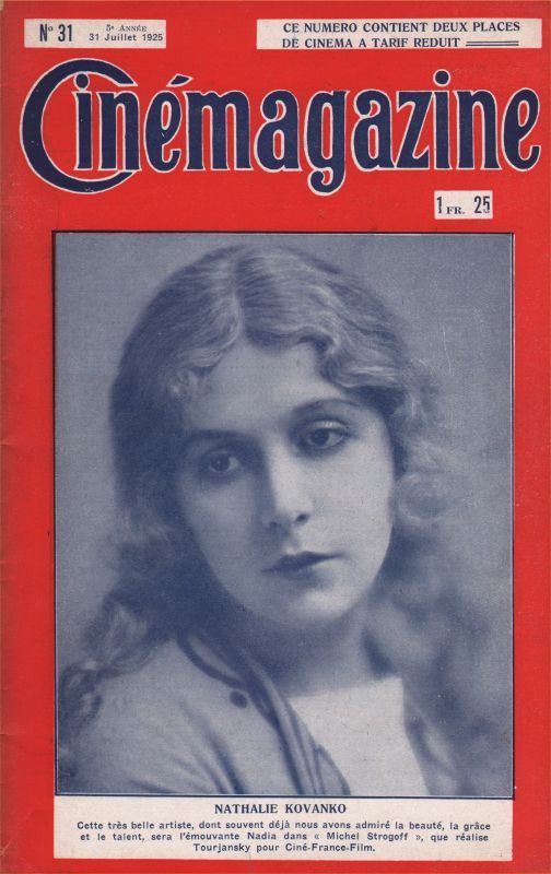 CINEMAGAZINE magazine side cover Issue 31 31 July 1925