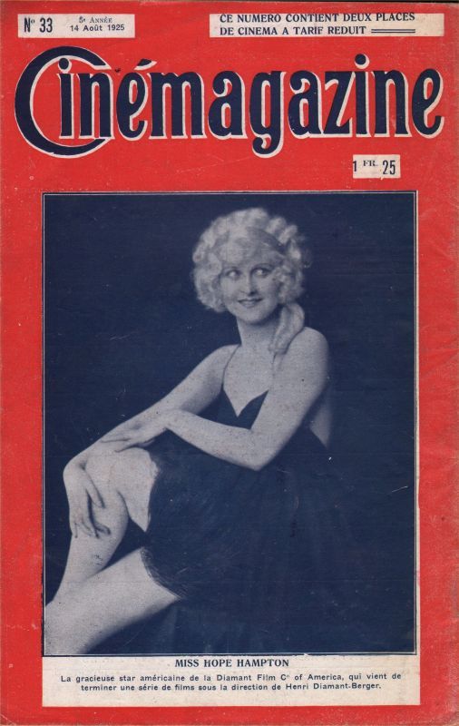 CINEMAGAZINE magazine side cover Issue 33 14 August 1925