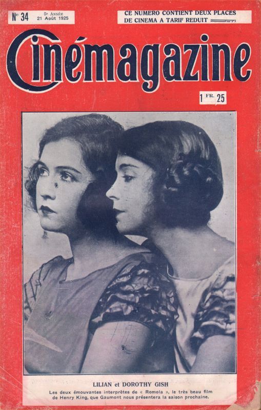 CINEMAGAZINE magazine side cover Issue 34 21 August 1925