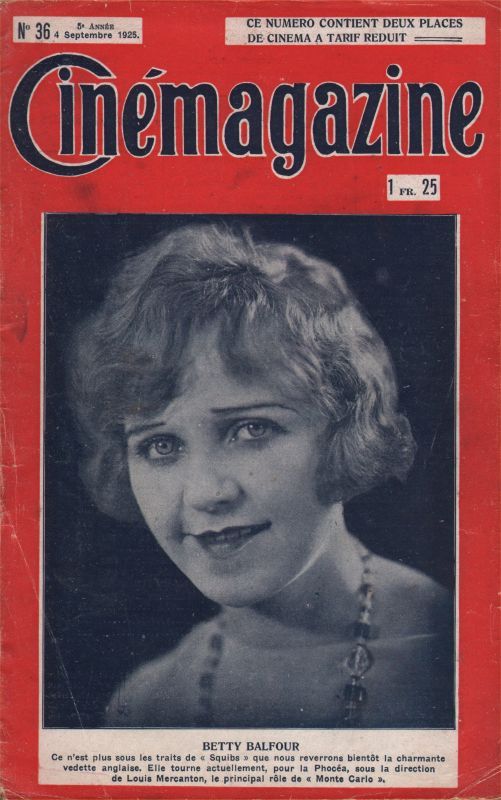 CINEMAGAZINE magazine side cover Issue 36 4 September 1925
