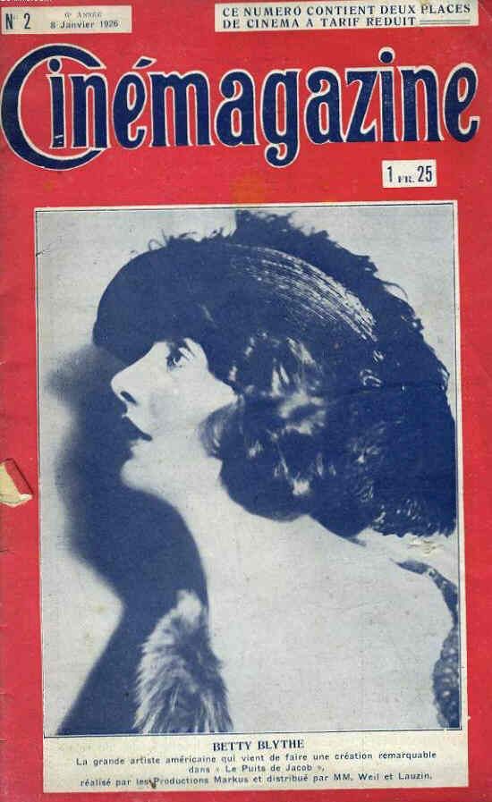 CINEMAGAZINE magazine side cover Issue 2 8 January 1926