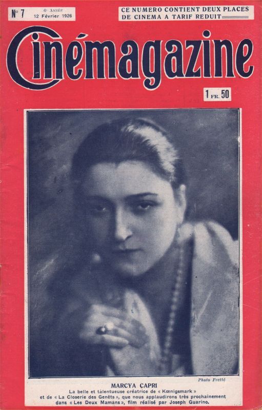 CINEMAGAZINE magazine side cover Issue 7 12 February 1926