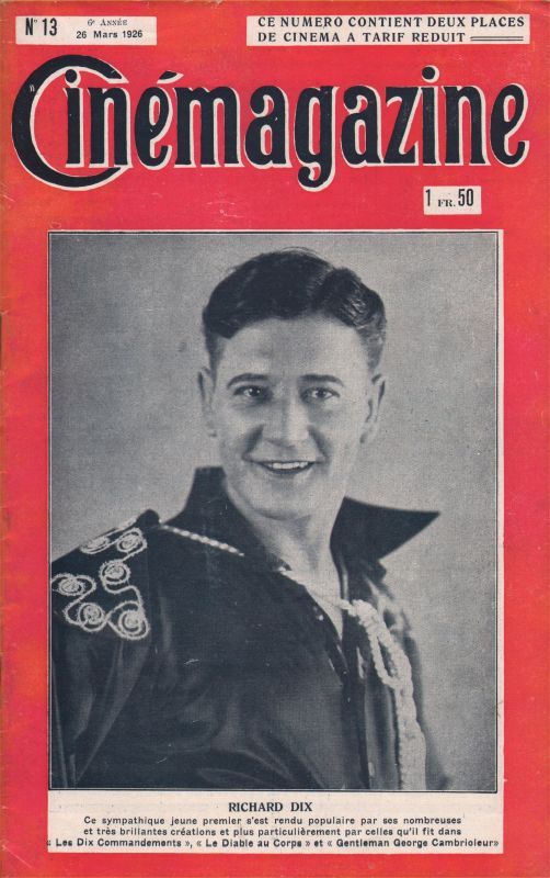 CINEMAGAZINE magazine side cover Issue 13 26 March 1926