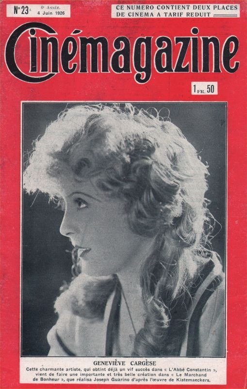 CINEMAGAZINE magazine side cover Issue 23 4 June 1926