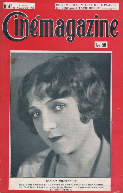 CINEMAGAZINE magazine side cover Issue 47 19 November 1926