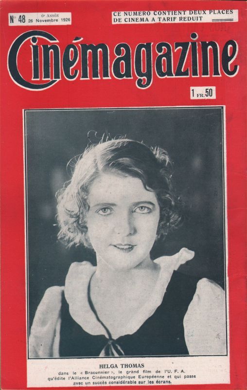 CINEMAGAZINE magazine side cover Issue 48 26 November 1926