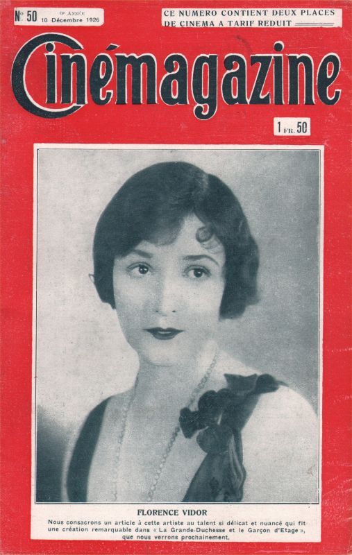 CINEMAGAZINE magazine side cover Issue 50 10 December 1926