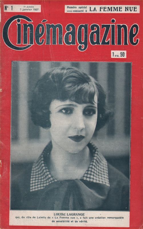 CINEMAGAZINE magazine side cover Issue 1 7 January 1927