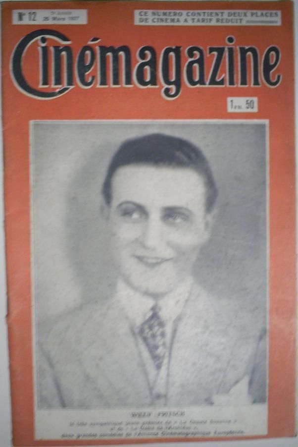 CINEMAGAZINE magazine side cover Issue 12 25 March 1927