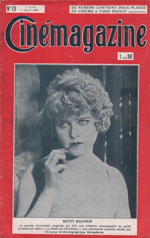 CINEMAGAZINE magazine side cover Issue 13 1 April 1927