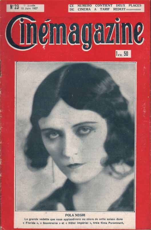 CINEMAGAZINE magazine side cover Issue 23 10 June 1927