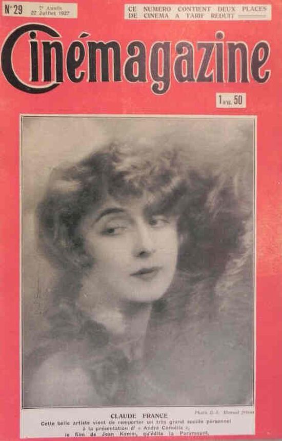 CINEMAGAZINE magazine side cover Issue 29 22 July 1927