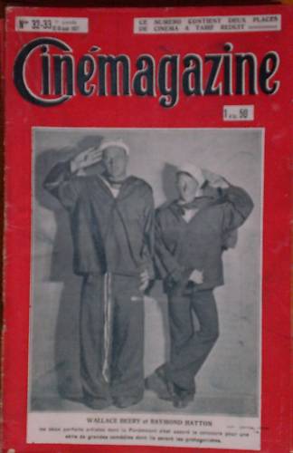 CINEMAGAZINE magazine side cover Issue 32/33 12 August 1927