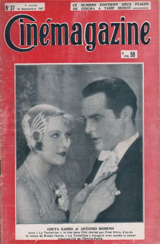 CINEMAGAZINE magazine side cover Issue 37 16 September 1927