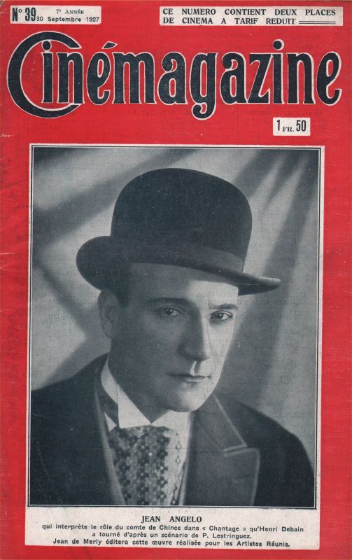 CINEMAGAZINE magazine side cover Issue 39 30 September 1927