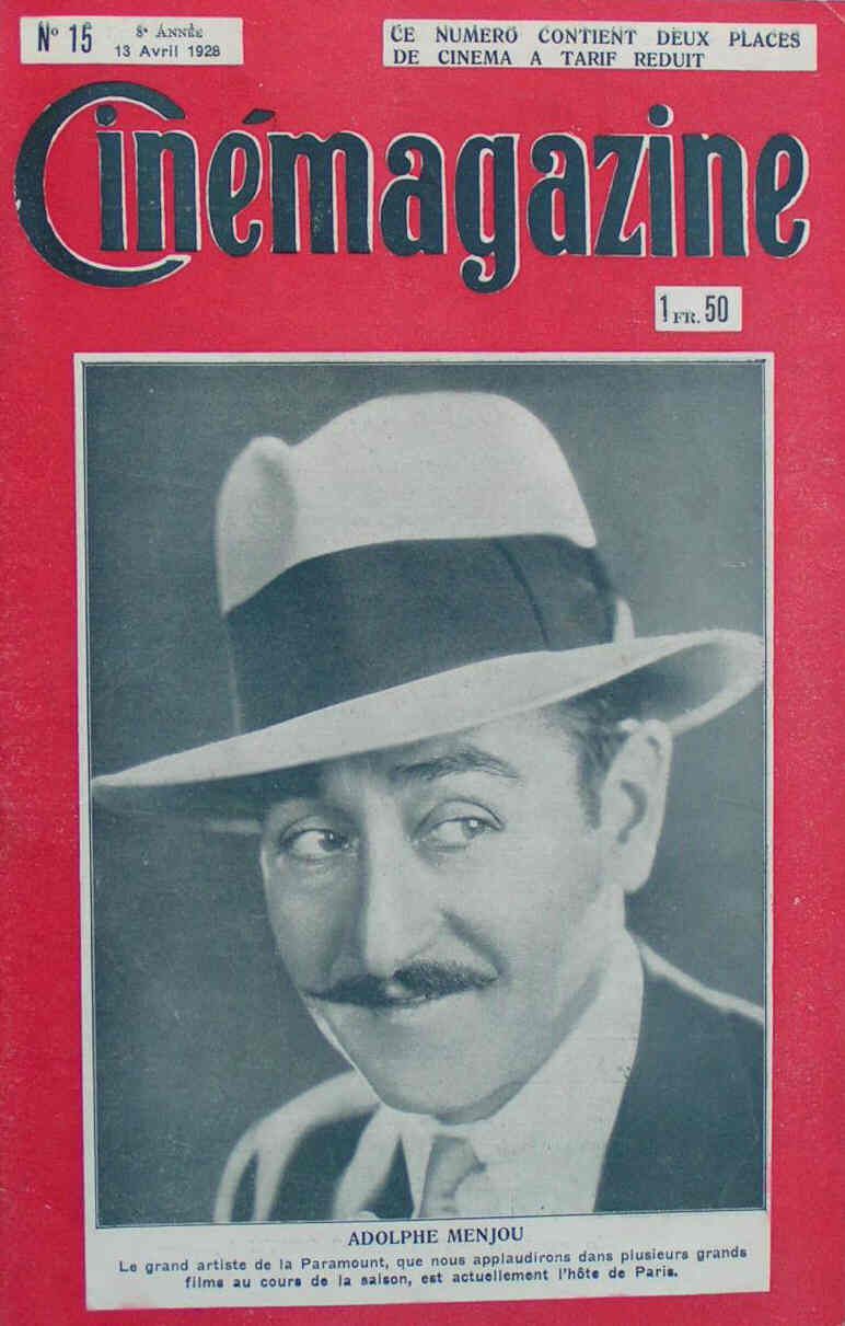 CINEMAGAZINE magazine side cover Issue 15 13 April 1928