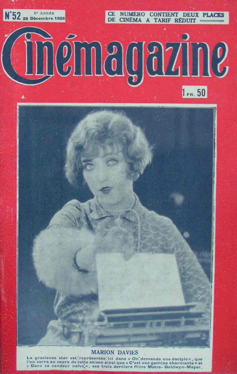 CINEMAGAZINE magazine side cover Issue 52 28 December 1928