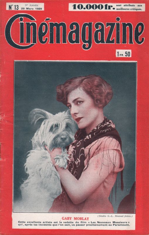 CINEMAGAZINE magazine side cover Issue 13 29 March 1929
