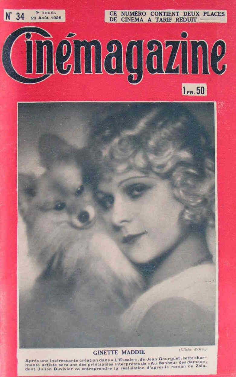 CINEMAGAZINE magazine side cover Issue 34 23 August 1929
