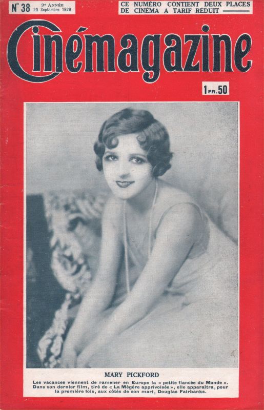 CINEMAGAZINE magazine side cover Issue 38 20 September 1929