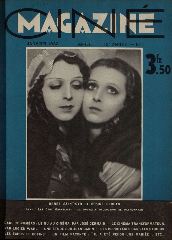 CINEMAGAZINE magazine side cover January 1933
