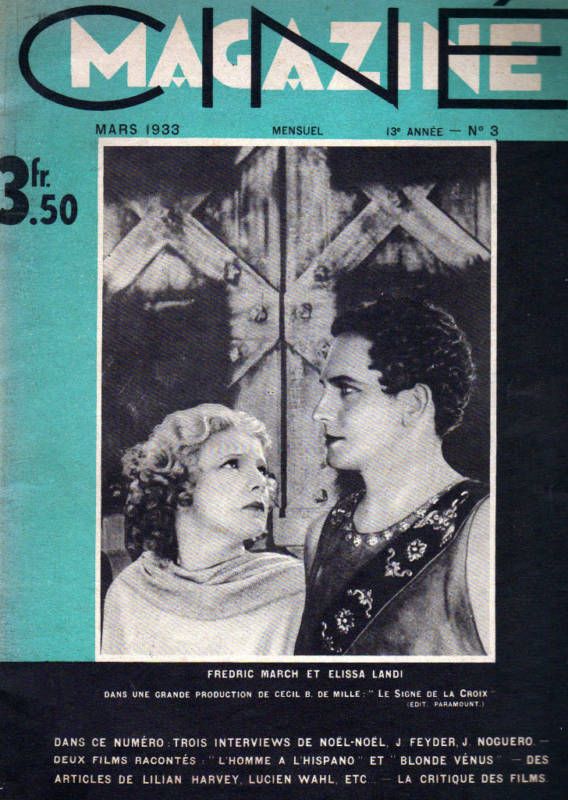 CINEMAGAZINE magazine side cover Issue 3 March 1933