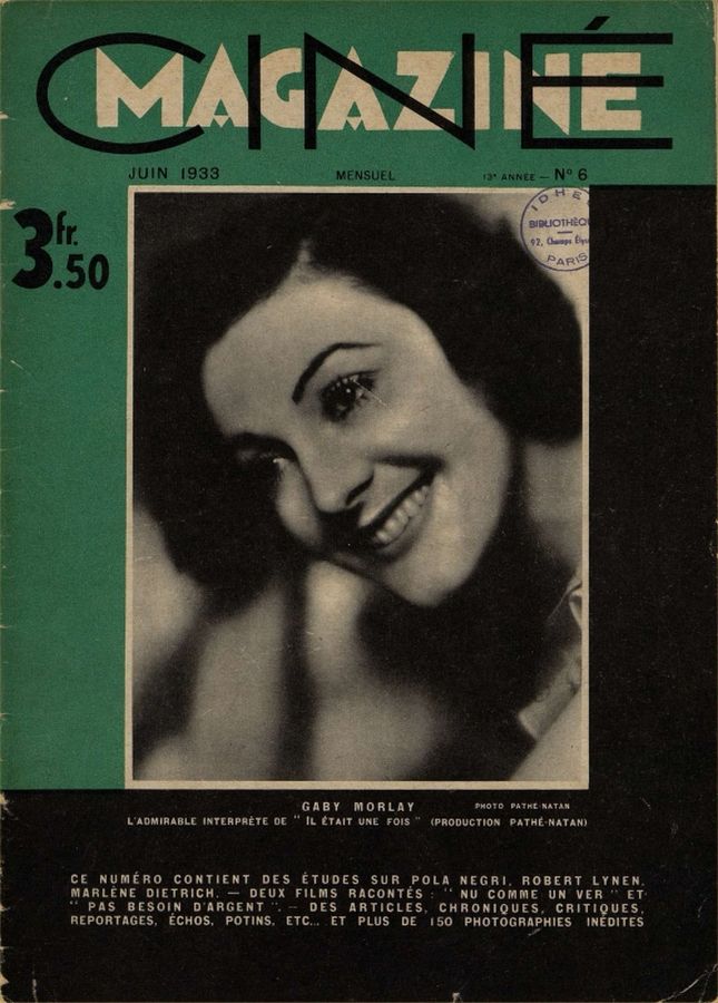 CINEMAGAZINE magazine side cover June 1933