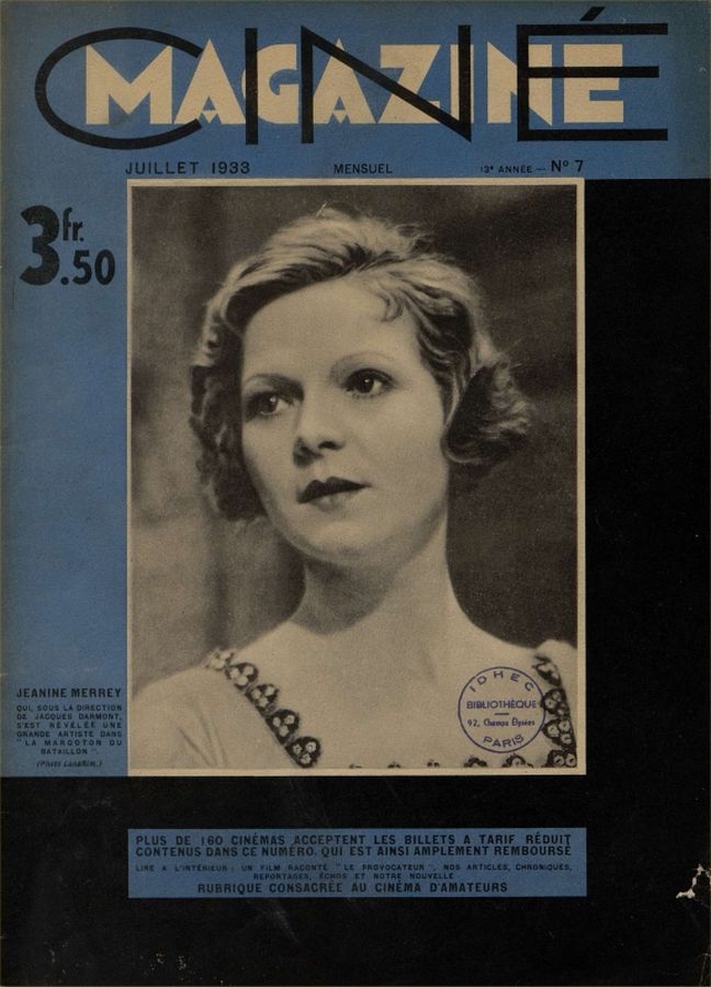 CINEMAGAZINE magazine side cover July 1933