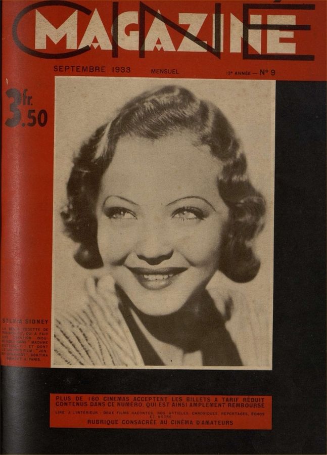 CINEMAGAZINE magazine side cover September 1933