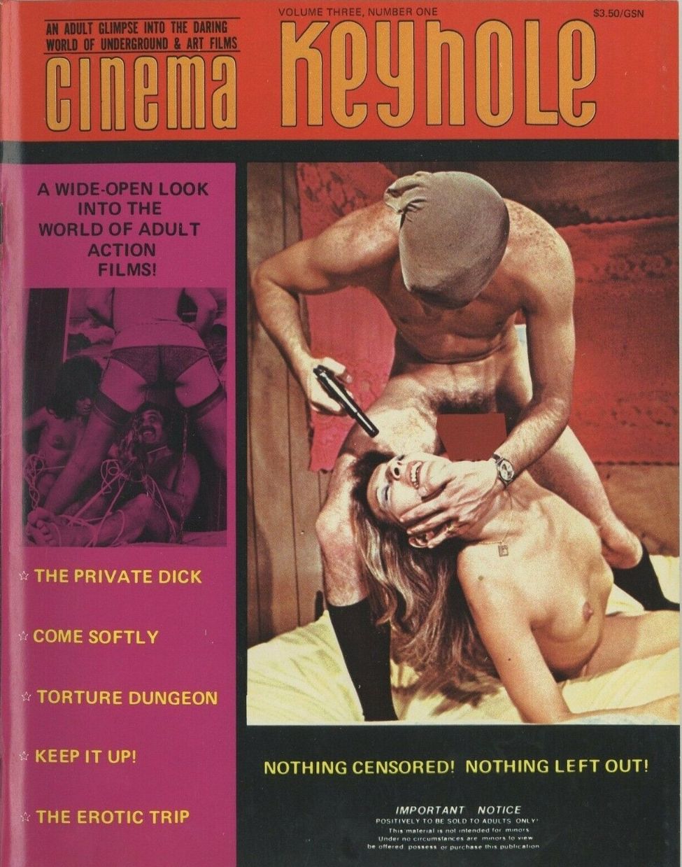 CINEMA KEYHOLE magazine side cover  Vol 3 No 1  1970