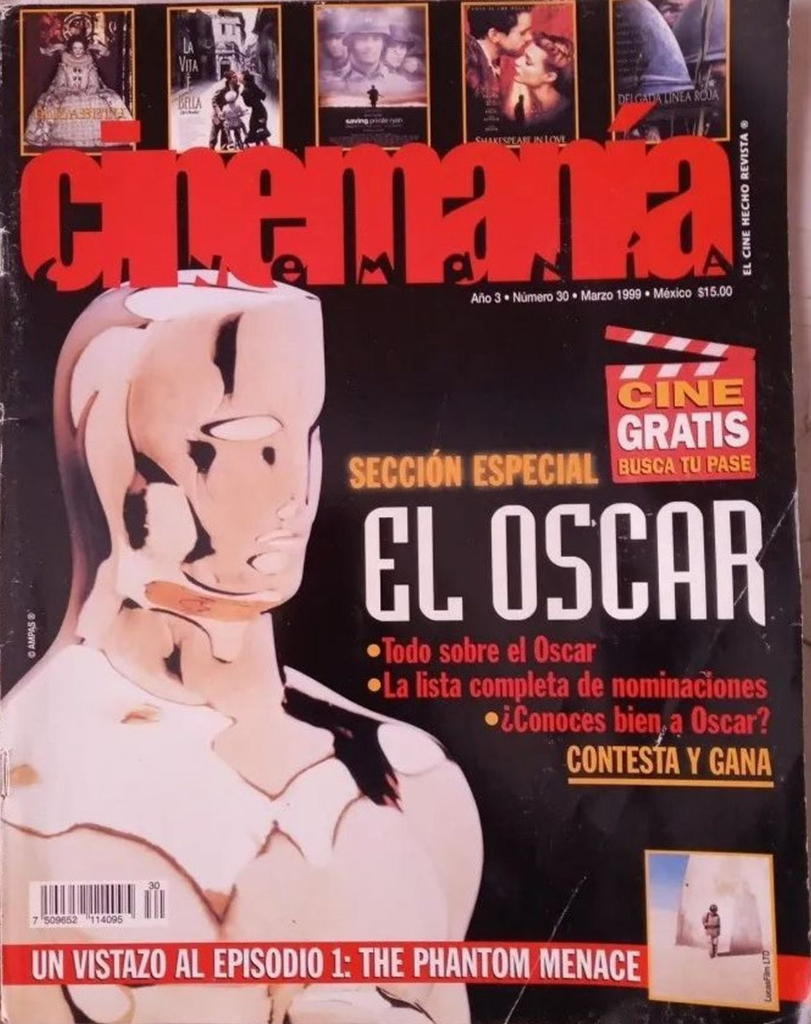 CINEMANIA (Mx) magazine side cover Issue 30 March 1999