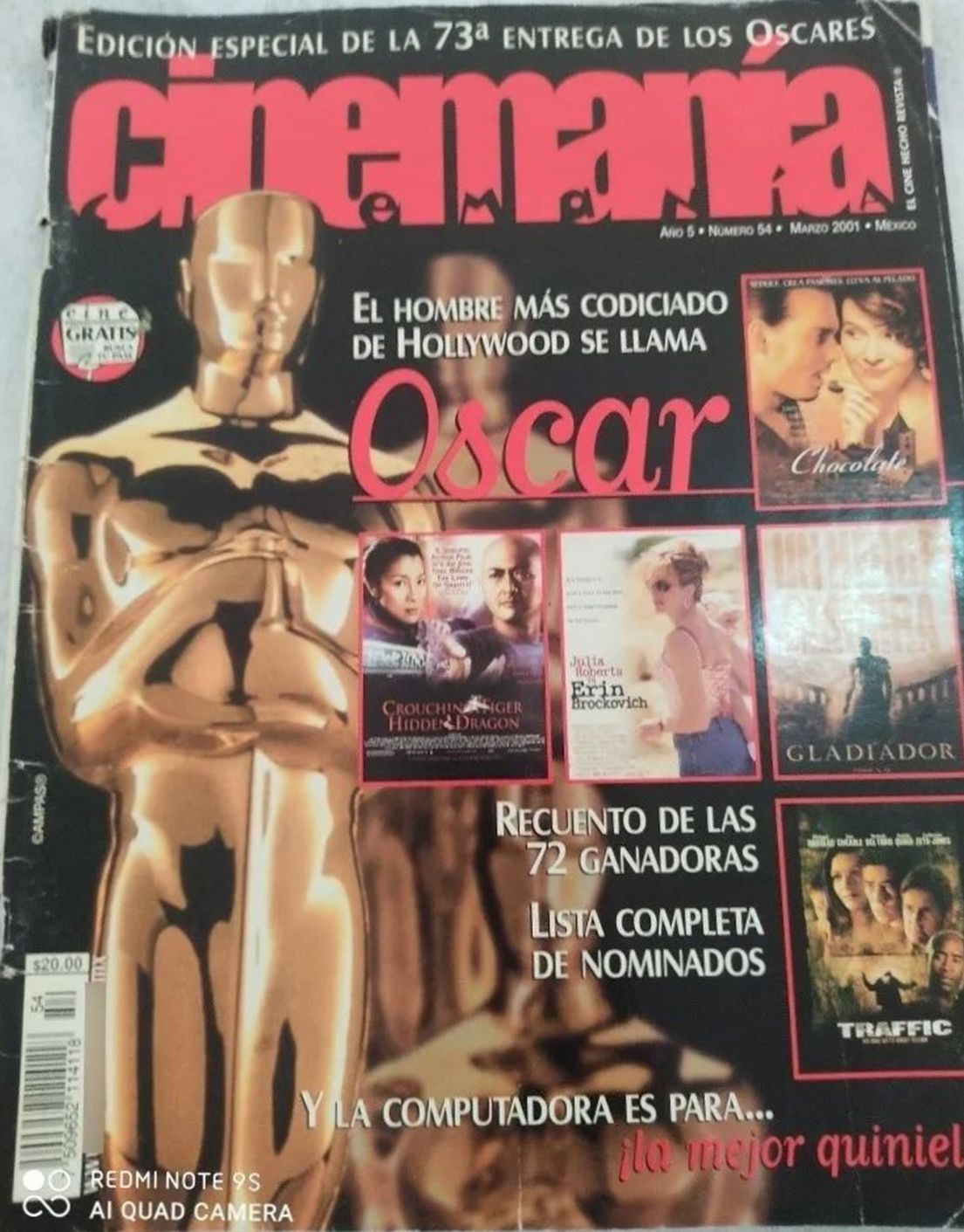 CINEMANIA (Mx) magazine side cover Issue 54 March 2001