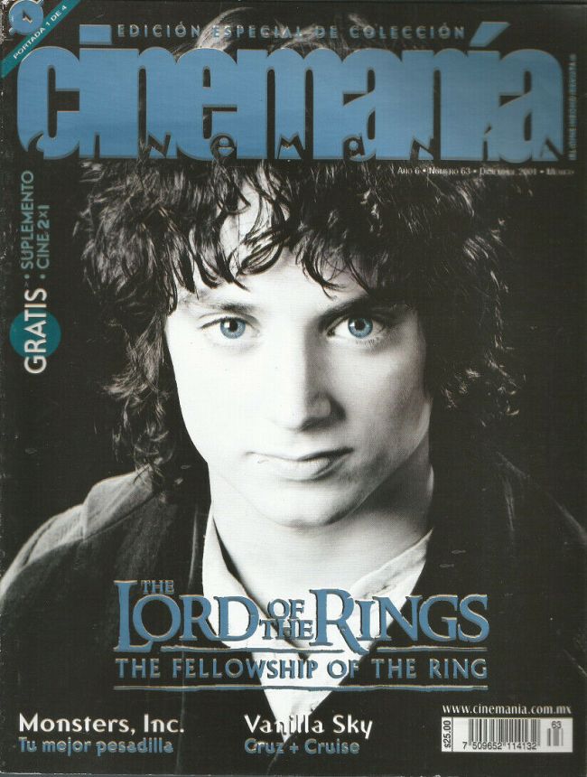 CINEMANIA (Mx) magazine side cover Issue 63 December 2001