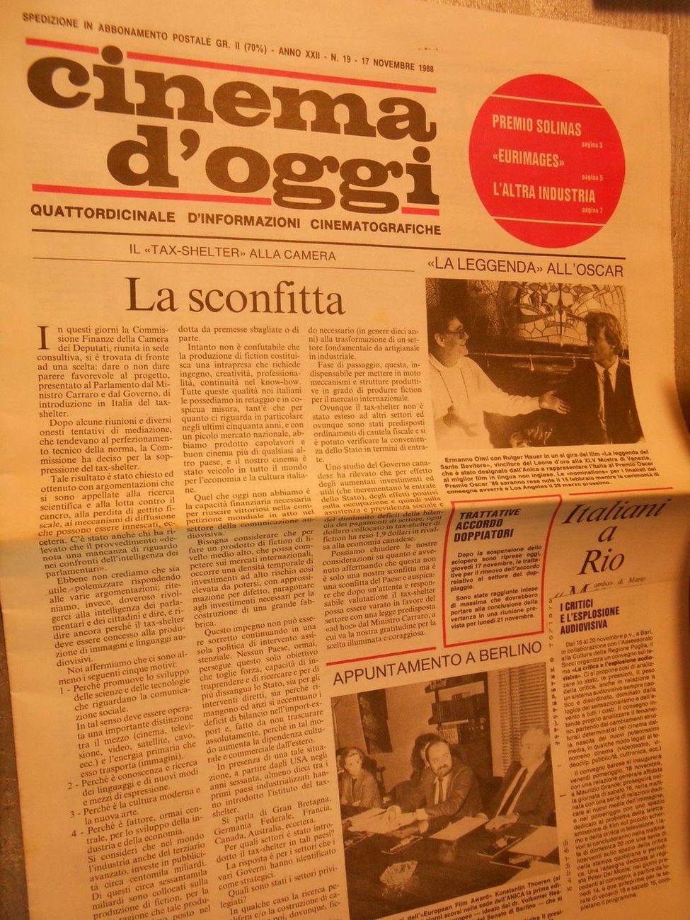 CINEMA DOGGI magazine side cover Issue 19 17 November 1988