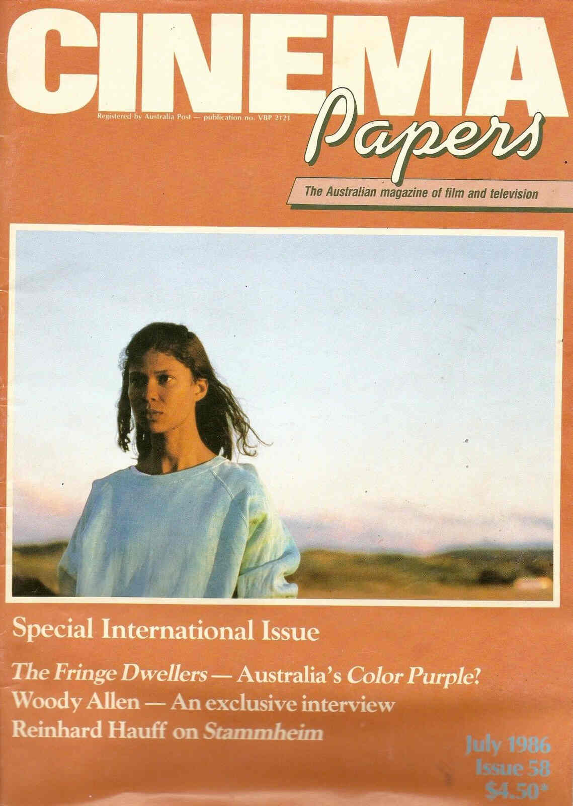CINEMA PAPERS magazine side cover Issue 58 July/August 1986