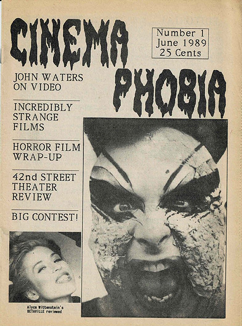 CINEMAPHOBIA magazine side cover Issue 1 June 1989