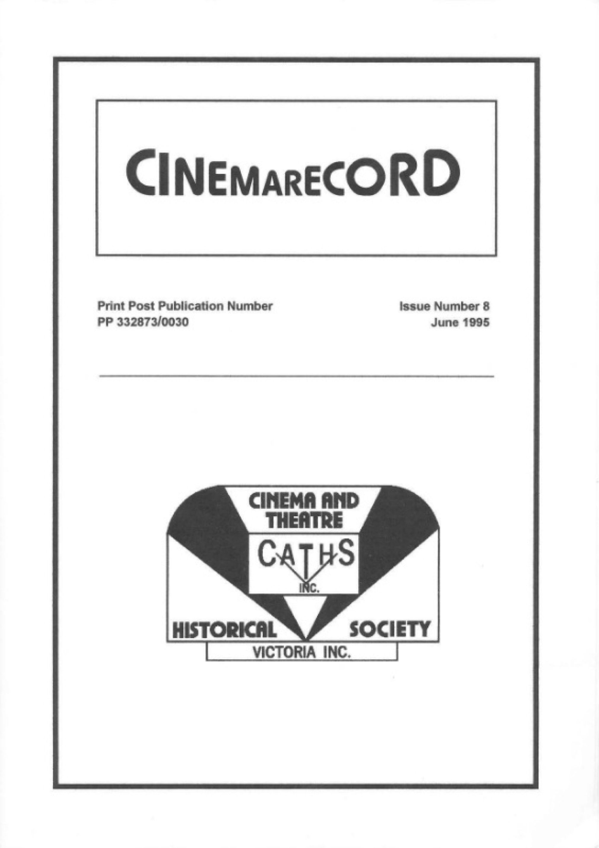 CINEMARECORD magazine side cover Issue 8  June 1995