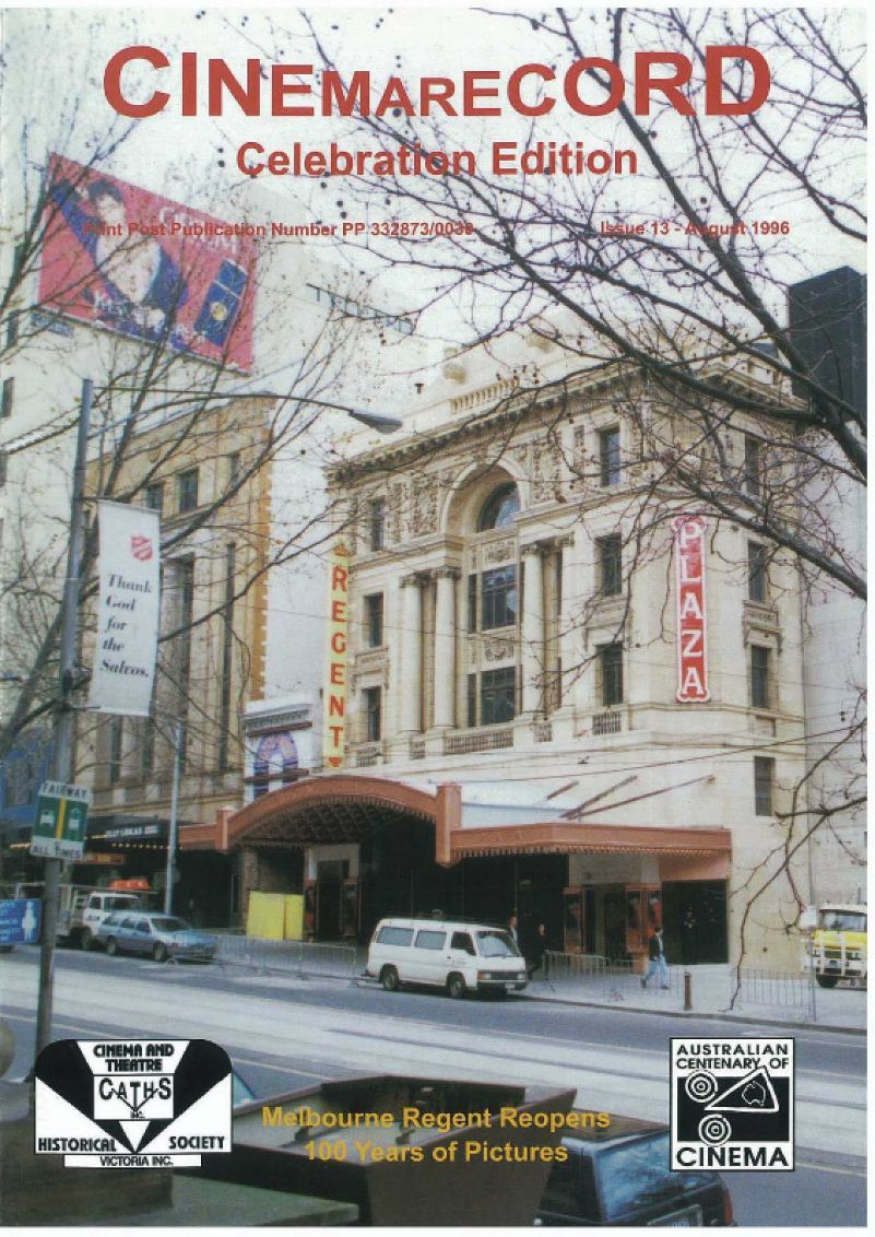 CINEMARECORD magazine side cover Issue 13  August 1996