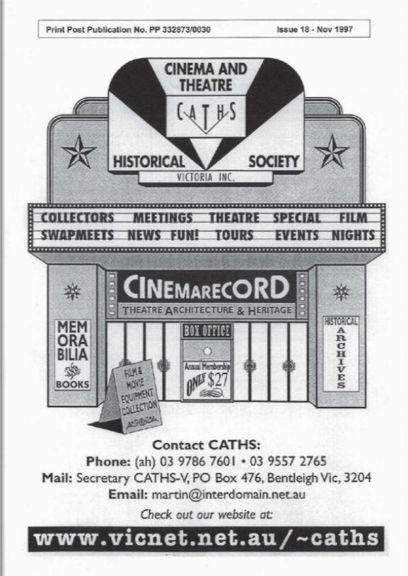 CINEMARECORD magazine side cover Issue 18  November 1997