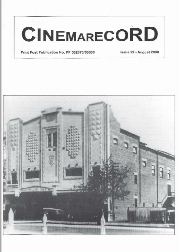 CINEMARECORD magazine side cover Issue 29  August 2000