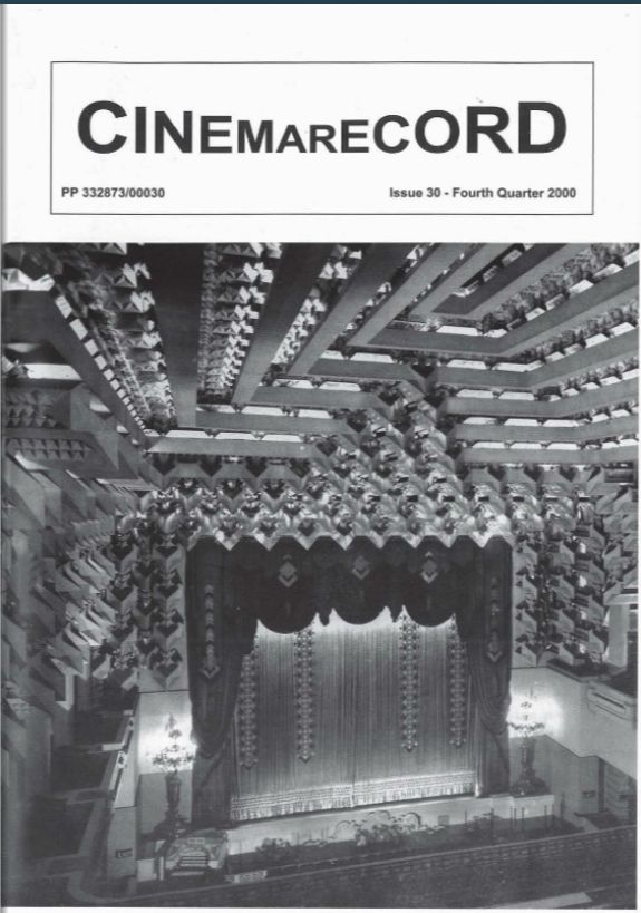 CINEMARECORD magazine side cover Issue 30  October 2000