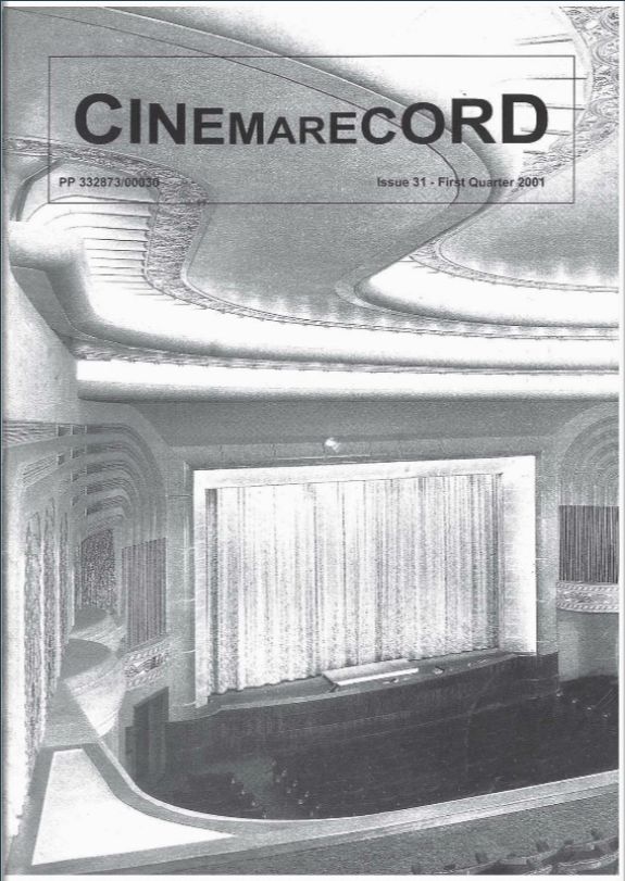 CINEMARECORD magazine side cover Issue 31  January/March 2001