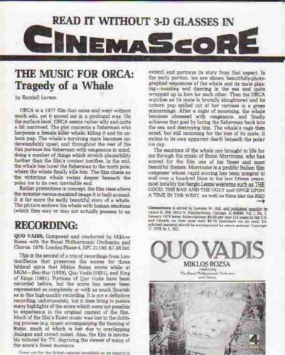 CINEMASCORE magazine side cover Issue 1 January 1979