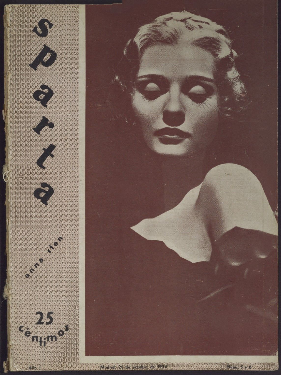 CINEMA SPARTA magazine side cover Issue 5-6 21 October 1934