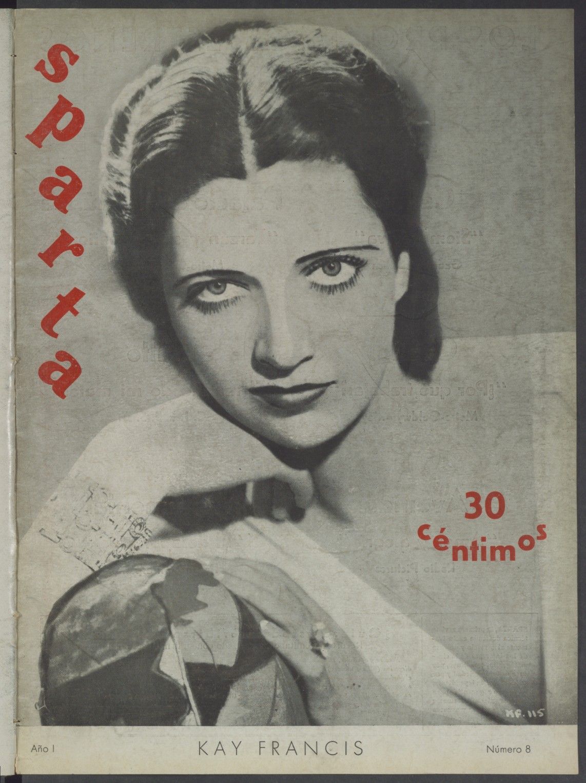 CINEMA SPARTA magazine side cover Issue 8 30 November 1934