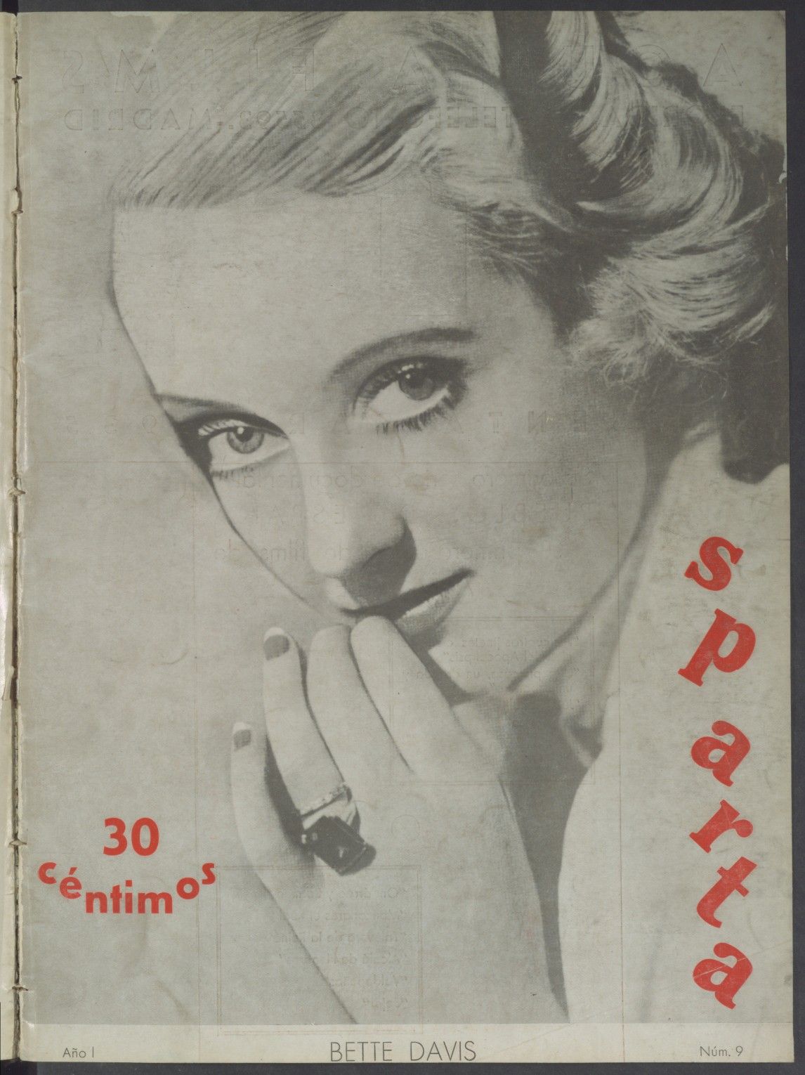 CINEMA SPARTA magazine side cover Issue 9 15 December 1934